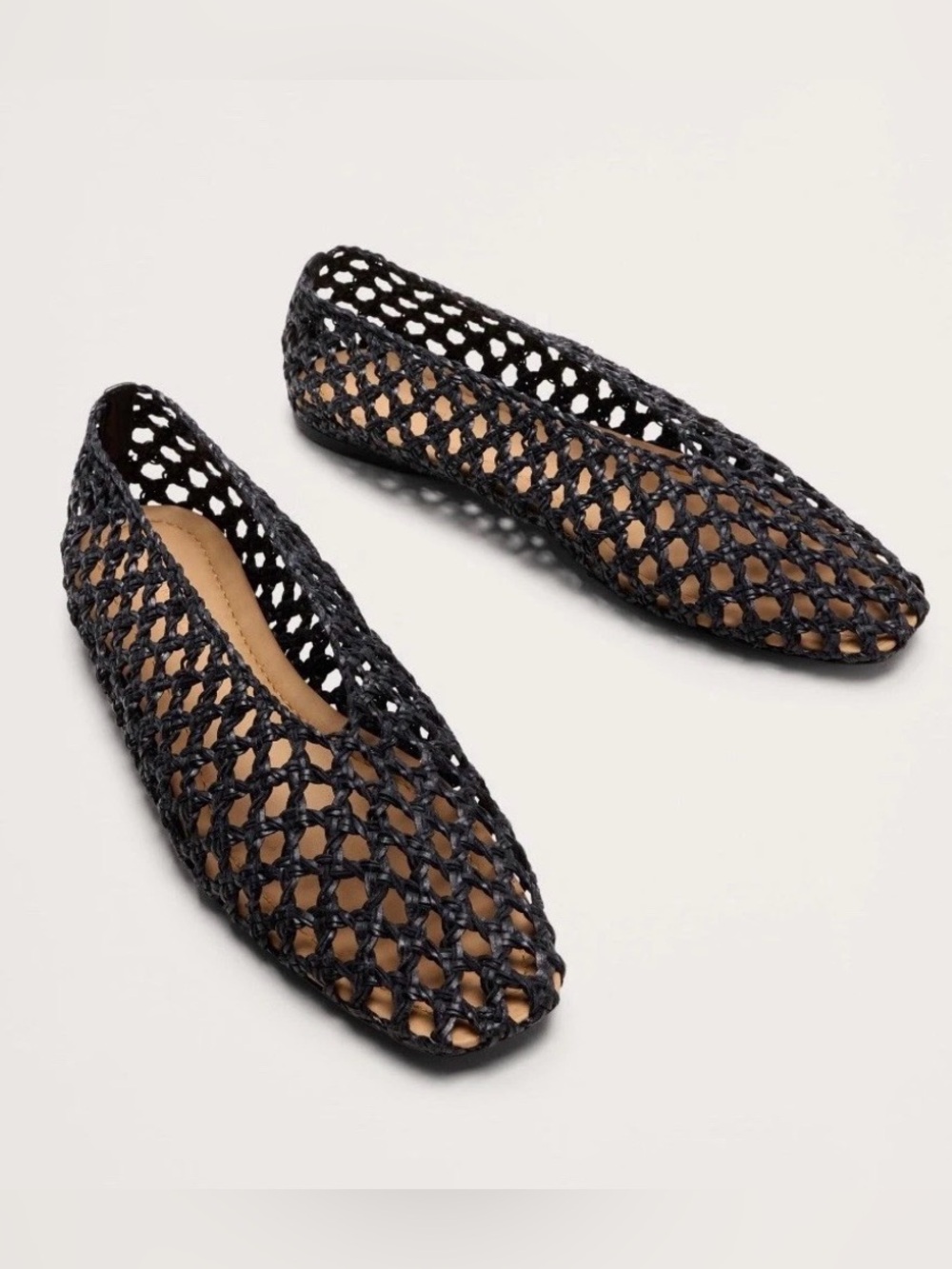 NWOT Banana Republic Woven Ballet Nlack Vegan Leather Flats Sz 8
